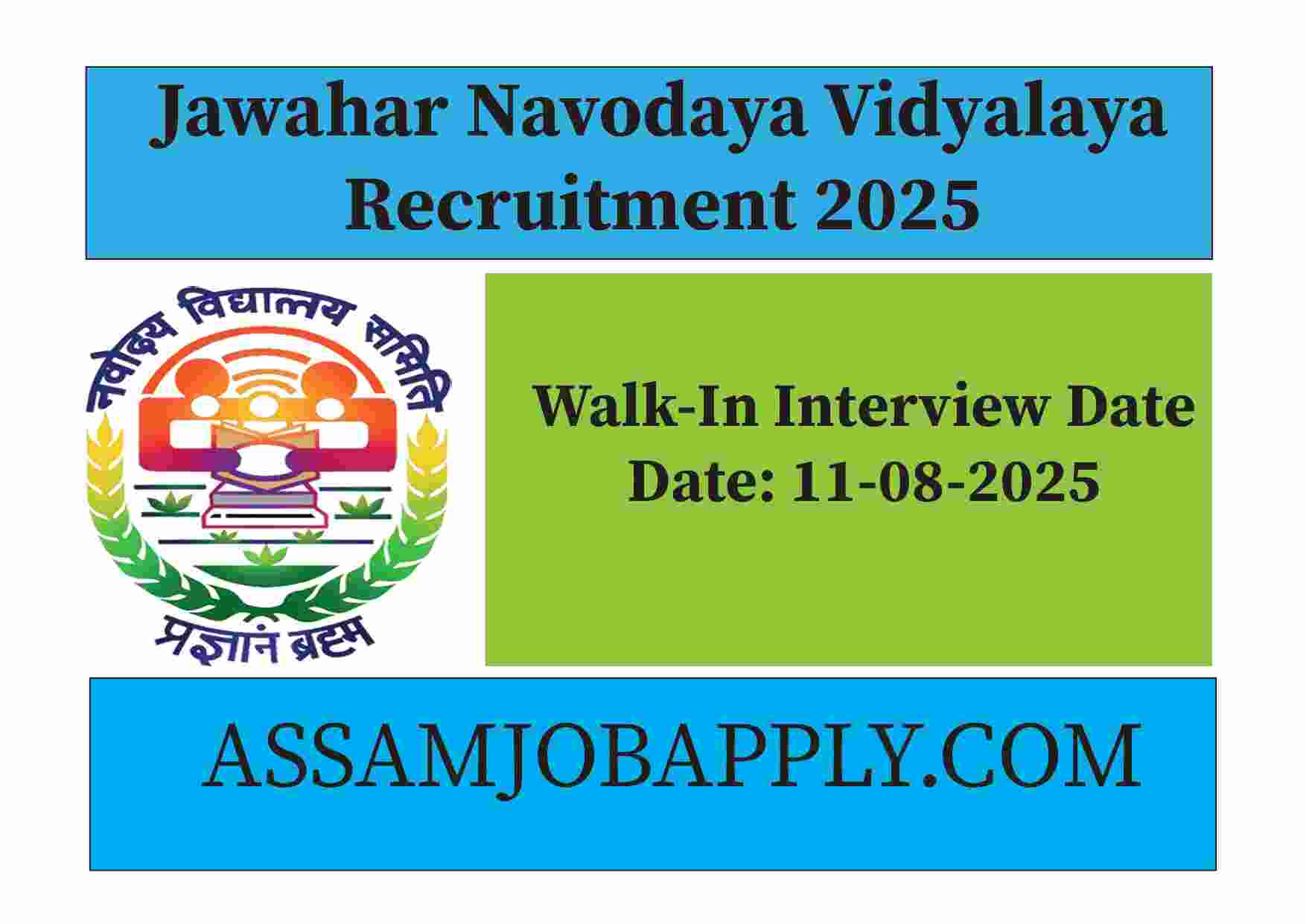 Read more about the article Jawahar Navodaya Vidyalaya Walk-in Interview,Dhemaji: Sports, Music, AI & Self-Defence Coach Recruitment 2025