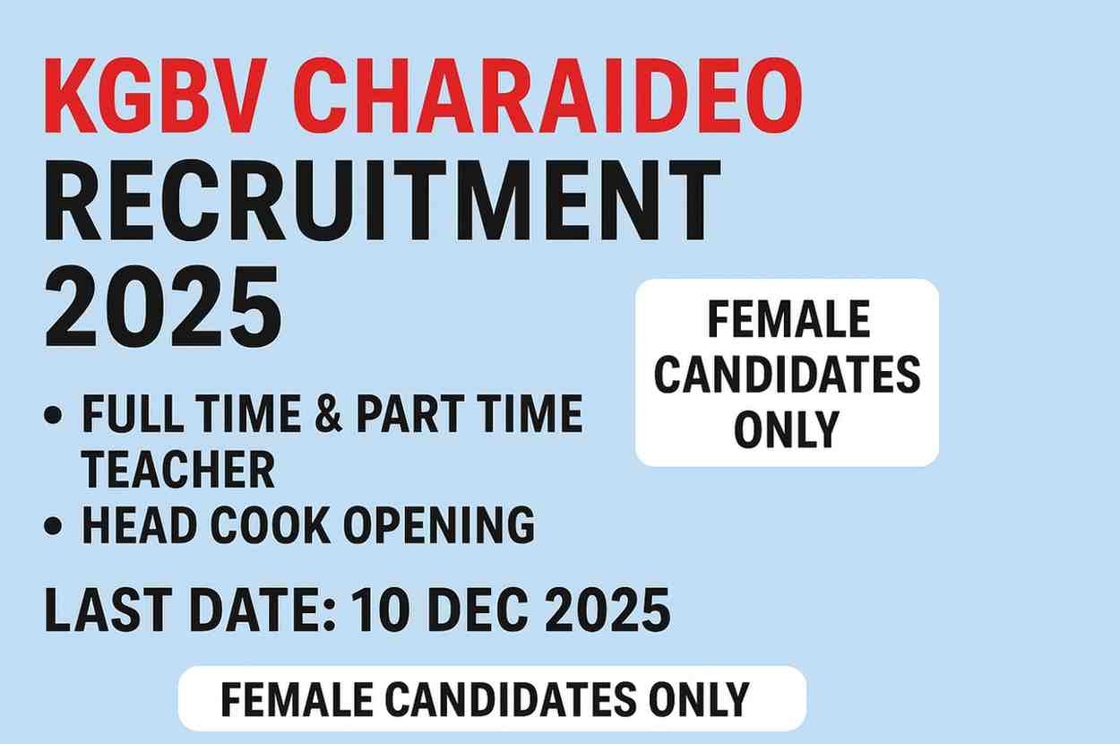 Read more about the article KGBV Charaideo Recruitment 2025 – Teacher & Cook Posts
