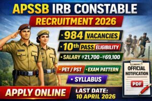 IRB Constable Recruitment 2026 Apply Online – 984 Posts, 10th Pass, Last Date 10 April