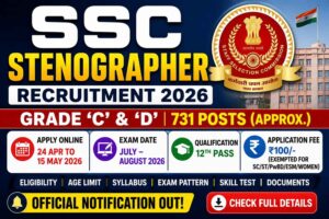 SSC Stenographer Recruitment 2026 Apply Online (Grade C & D) — Full Notification, Dates, Syllabus