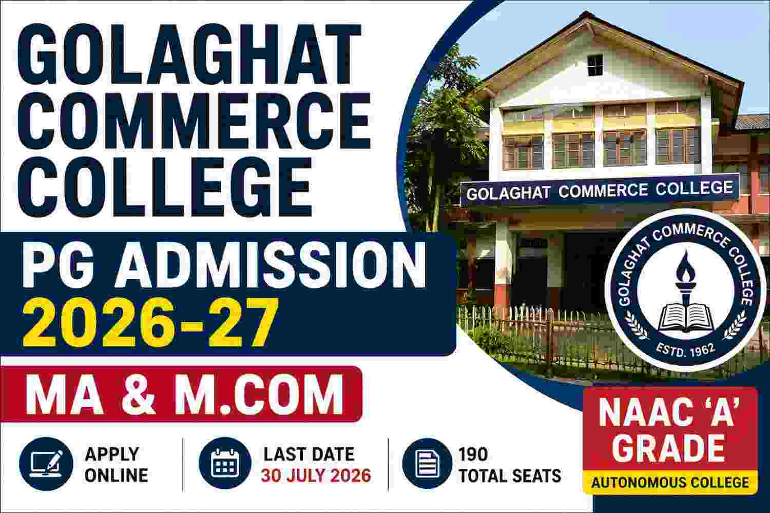 Read more about the article Golaghat Commerce College PG Admission 2026-27 | MA & M.Com Apply Online