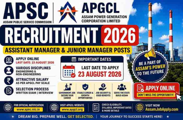 You are currently viewing APSC APGCL Recruitment 2026 – Apply Online for Assistant Manager & Junior Manager Posts