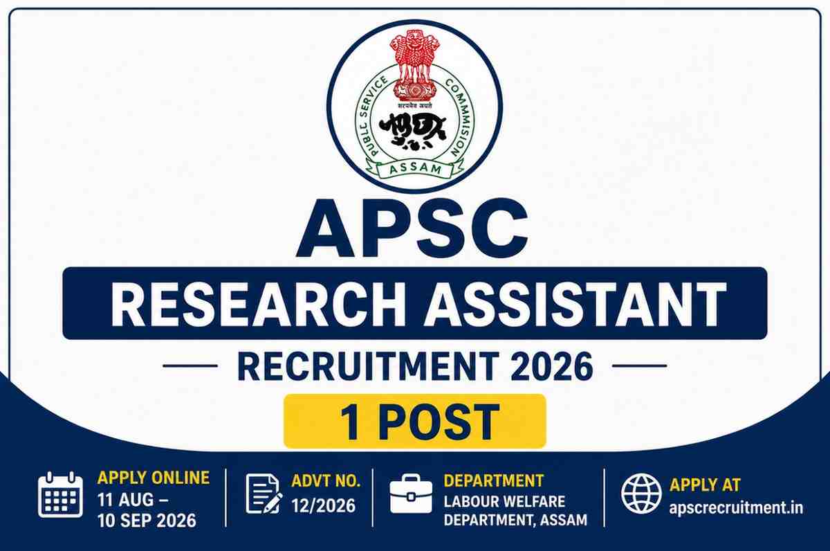 You are currently viewing APSC Research Assistant Recruitment 2026 (Advt No. 12/2026)