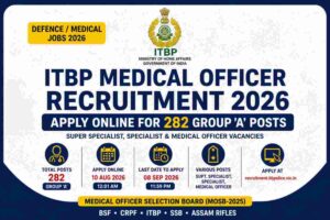 ITBP Medical Officer Recruitment 2026: Apply Online for 282 Group A Posts