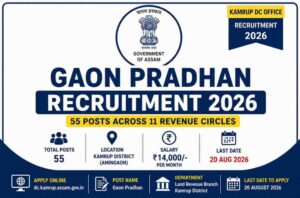 Kamrup DC Office Gaon Pradhan Recruitment 2026 – 55 Posts