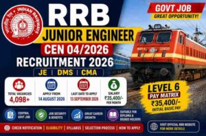 RRB Junior Engineer (CEN 04/2026) Recruitment 2026