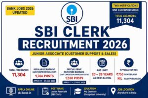 SBI Clerk Recruitment 2026: 11,304 Junior Associate Posts, Apply Online