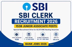 SBI Clerk Recruitment 2026: Apply Online for 1538 Junior Associate Posts