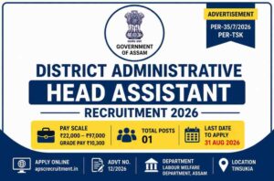 Tinsukia DC Office District Administrative Head Assistant Recruitment 2026